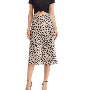 Aqua leopard slip midi skirt
